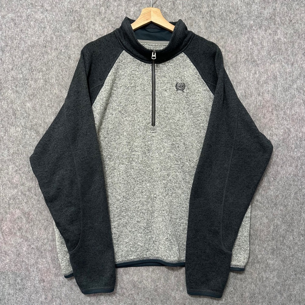 Cinch Quarter Zip Pullover Mens XL Gray Black Sweater‎ Fleece Heathered